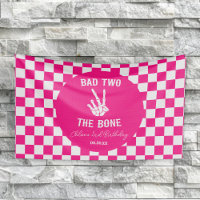 Roze Slechte Twee Het Bone Skelet 2e Verjaardagsfe