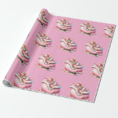 Roze slee Kerstvakantie Cadeaupapier (Uitgerold)