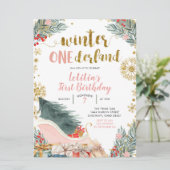 Roze slee winter op ederland Birthday Invitation Kaart (Staand voorkant)
