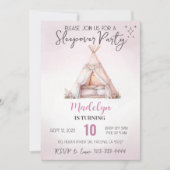 Roze Sleepover Boho Teepee Slumber Party Verjaarda Kaart (Voorkant)