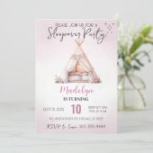Roze Sleepover Boho Teepee Slumber Party Verjaarda Kaart (Staand voorkant)