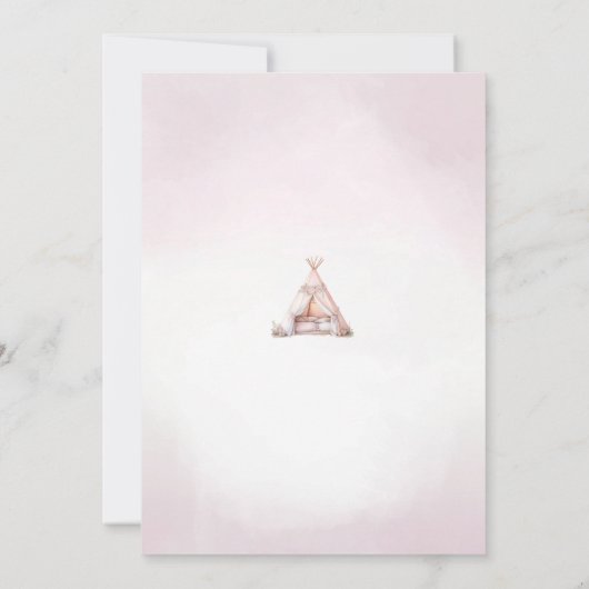Roze Sleepover Boho Teepee Slumber Party Verjaarda Kaart (Achterkant)