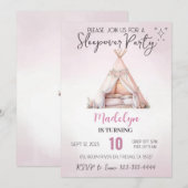 Roze Sleepover Boho Teepee Slumber Party Verjaarda Kaart (Voorkant / Achterkant)