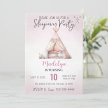 Roze Sleepover Boho Teepee Slumber Party Verjaarda