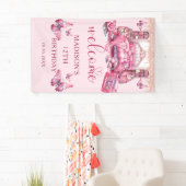 Roze Sleepover Meisje Verjaardag Gepersonaliseerd Spandoek (Insitu)