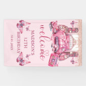 Roze Sleepover Meisje Verjaardag Gepersonaliseerd Spandoek (Horizontaal)