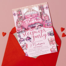 Roze Sleepover Meisje Verjaardag Glitter