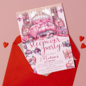 Roze Sleepover Meisje Verjaardag Glitter Kaart