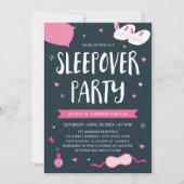 Roze Sleepover Party Verjaardag uitnodiging (Voorkant)