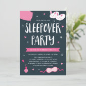 Roze Sleepover Party Verjaardag uitnodiging (Staand voorkant)
