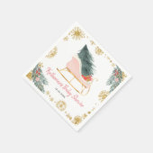 Roze Sleigh Baby shower Kleine Bundel Papier Serve Servet (Hoek)