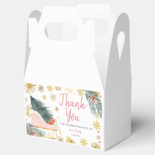 Roze Sleigh Baby shower Kleine bundel van vreugde Bedankdoosjes (Geopend)