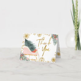 Roze Sleigh Baby shower Kleine bundel van vreugde Bedankkaart