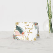 Roze Sleigh Baby shower Kleine bundel van vreugde Bedankkaart (Voorkant)