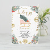 Roze Sleigh Baby shower Kleine bundel van vreugde Kaart (Staand voorkant)