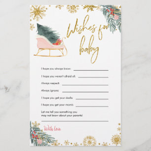 Roze Sleigh Christmas Baby shower Wishes voor Baby