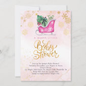 Roze Sleigh Een vrolijk klein Baby shower Kaart (Voorkant)
