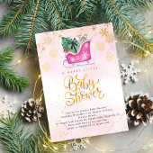 Roze Sleigh Een vrolijk klein Baby shower Kaart