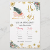 Roze Sleigh Kerst Baby shower Hoe oud Ouders (Voorkant)