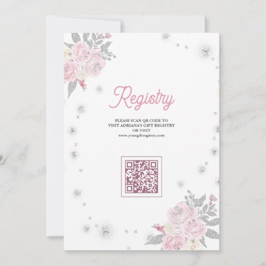 Roze Sleigh Schattige Teddy Bear Baby shower Kaart (Achterkant)