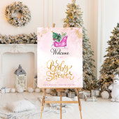 Roze Sleigh Winter Baby shower Welkom Poster