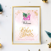 Roze Sleigh Winter Baby shower Welkom Poster