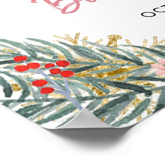 Roze Sleigh Winter Season Baby shower Welkomstbord Poster (Hoek)