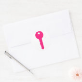 Roze Sleutel Ronde Sticker (Envelop)