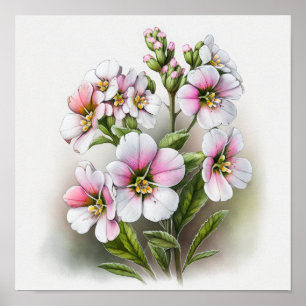 Roze Sleutelbloem Bloemen Kunstprint Poster