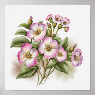 Roze Sleutelbloem Bloemen Kunstprint Poster