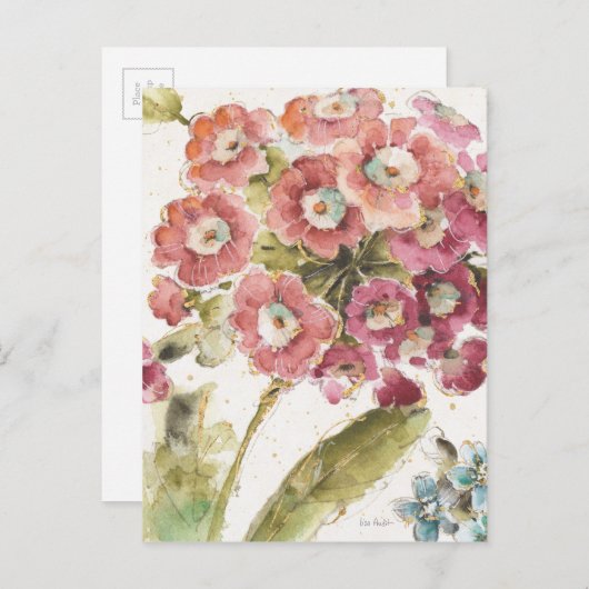 Roze Sleutelbloem Briefkaart (Voorkant / Achterkant)