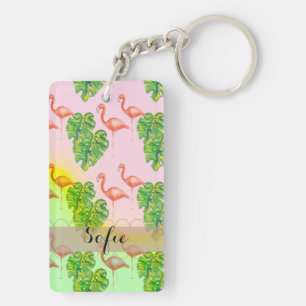Roze Sleutelhanger Flamingo Monogram