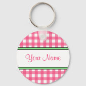 Roze Sleutelhanger Gingham (Voorkant)