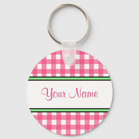 Roze Sleutelhanger Gingham (Voorkant)