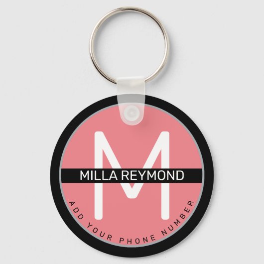 roze sleutelhanger met naam (Voorkant)