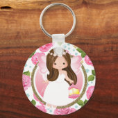 Roze Sleutelhanger van Floral Girly (Voorkant)