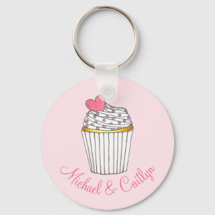Roze Sleutelhanger van het Heart Cupcake Weddensch