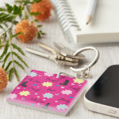 Roze sleutelhanger | Weerbaar Bloom Lotus-ontwerp (Voorkant Rechts)