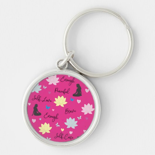 Roze sleutelhanger | Zelfliefde Lotus-ontwerp (Voorkant)