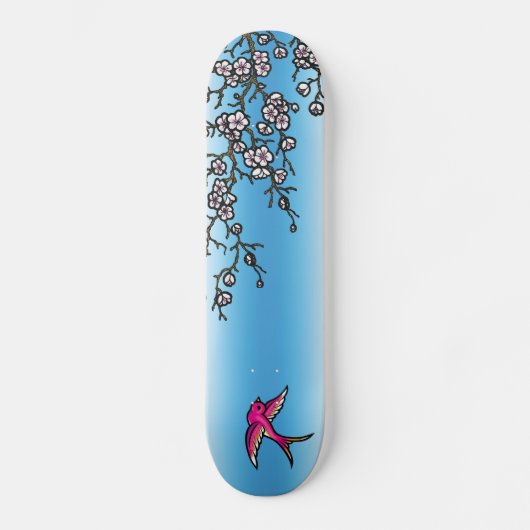 Roze slik en Cherry Blossom Deck Skateboard (Voorkant)