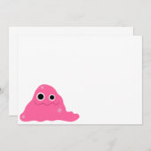 Roze Slim Monster Uitnodiging (Voorkant / Achterkant)