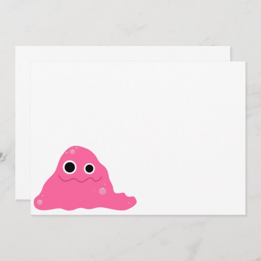 Roze Slim Monster Uitnodiging (Voorkant / Achterkant)