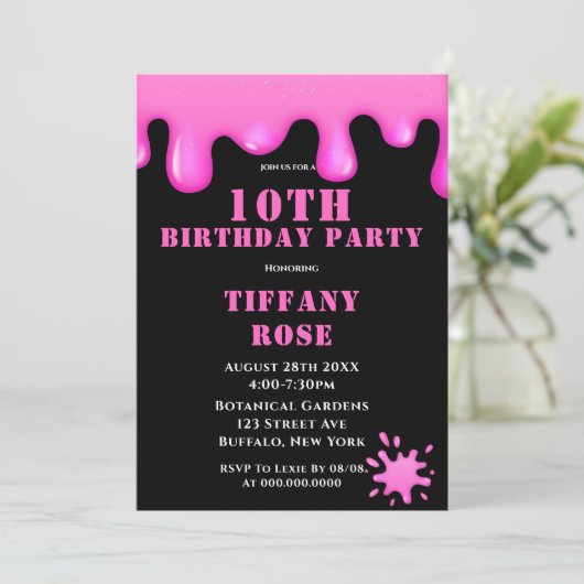 Roze Slime 10e verjaardag feestdagen (Staand voorkant)