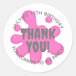 Roze Slime Party Favor Sticker
