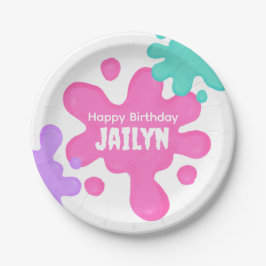 Roze Slime Verjaardagspapier Bord