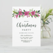 Roze slinger kerstbloemen kerstfeest kaart (Staand voorkant)