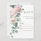 Roze slinger pioenen eucalyptusblad RSVP Kaart (Voorkant)