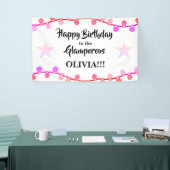 Roze slinger van lampjes Glamporous Gefeliciteerd  Spandoek (Beurs)