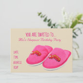 Roze slipper Slumber sleepover op verjaardagsfeest Kaart (Staand voorkant)