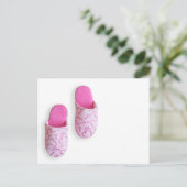 Roze slippers briefkaart (Staand voorkant)